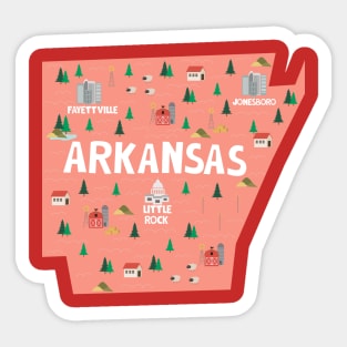 Arkansas illustrated map Sticker